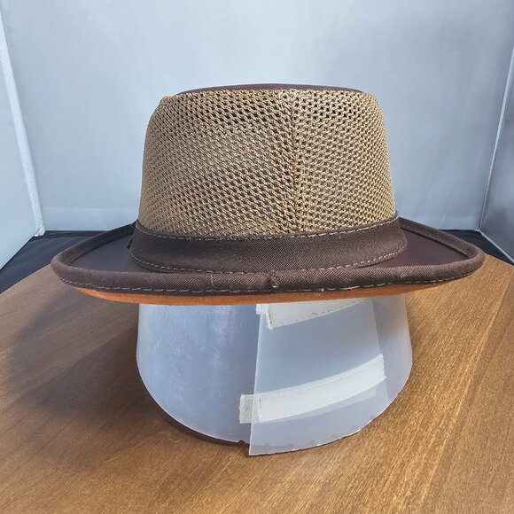 Player Leather/Mesh Fedora Hat | American Hat Makers | Chestnut | NWT | MED/LRG main image 10